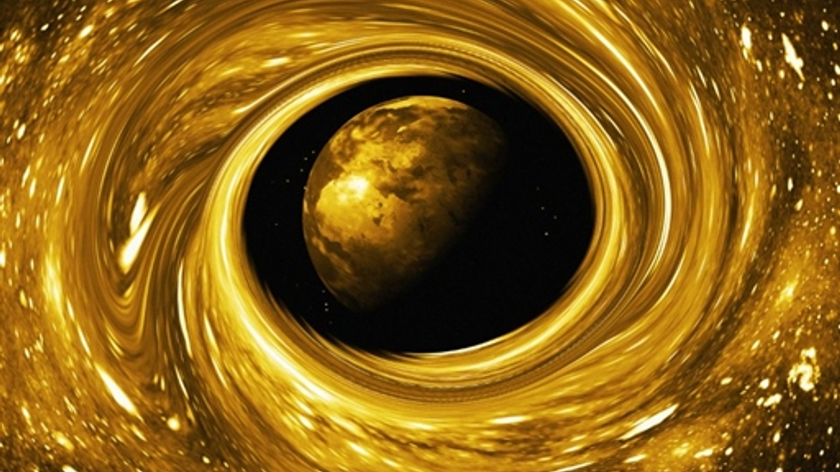 A black hole swallowing earth