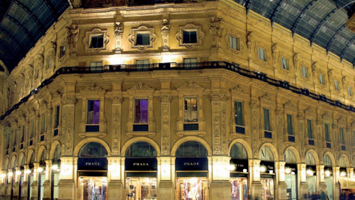 <div style="text-align: left;">
Prada's landmark Milan store
</div>