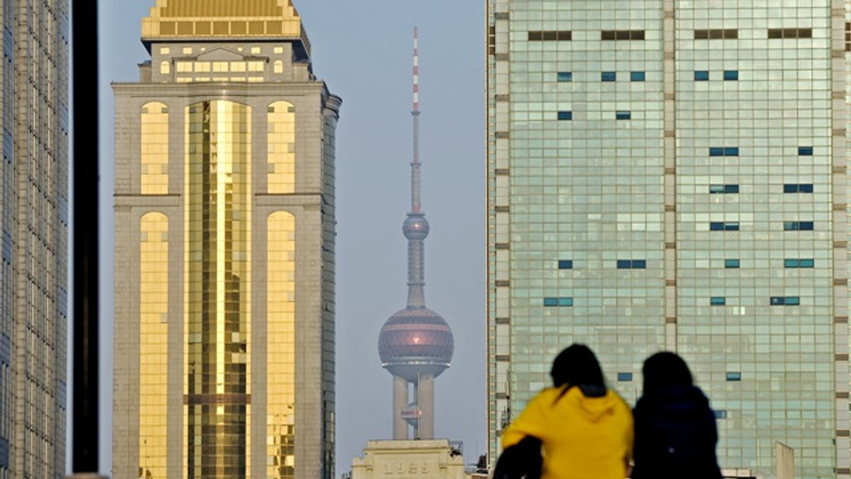 Shanghai high rises at sunset