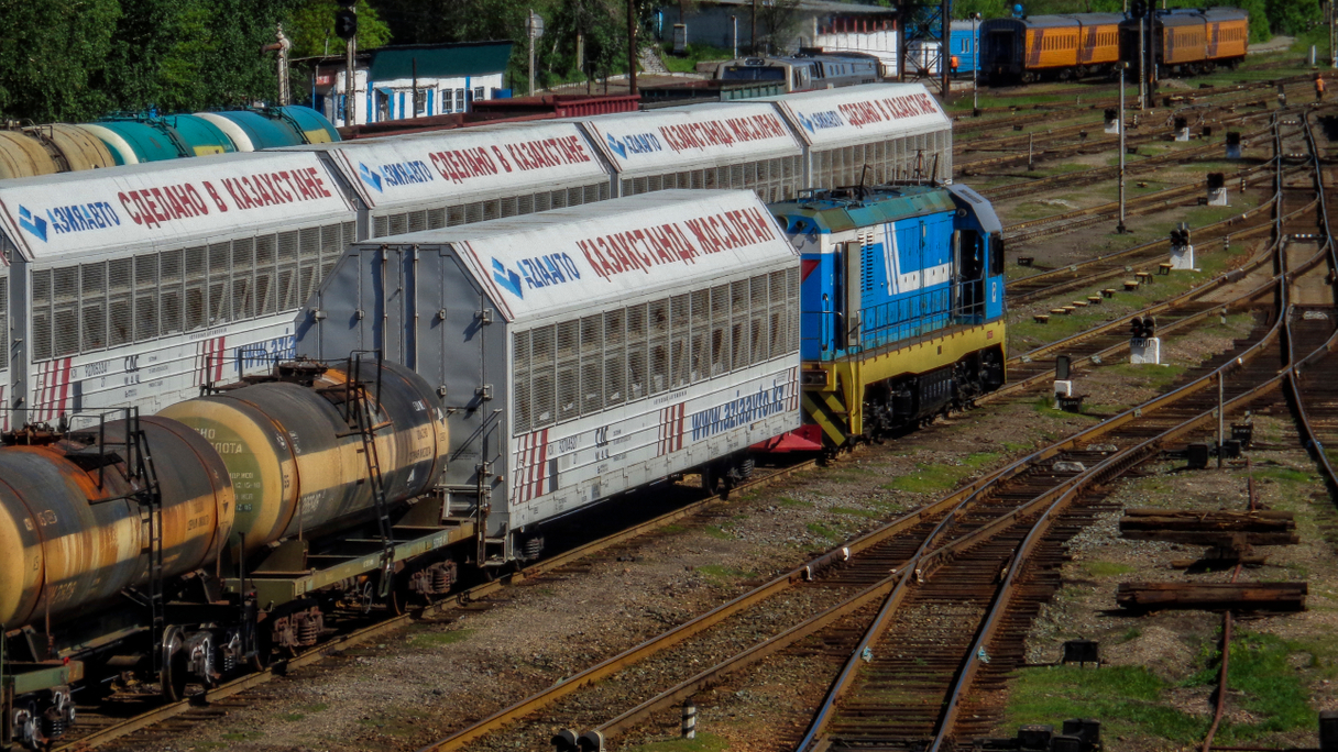 Railway in Kazakhstan, one of the countries covered by China's Belt and Road Initiative.