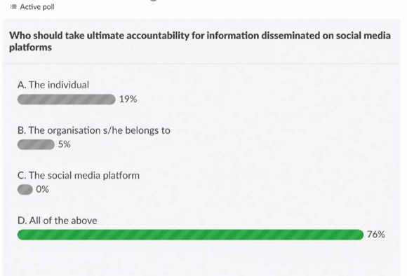 Audience poll: who should take ultimate accountability for infromation dissemination on social media platforms?