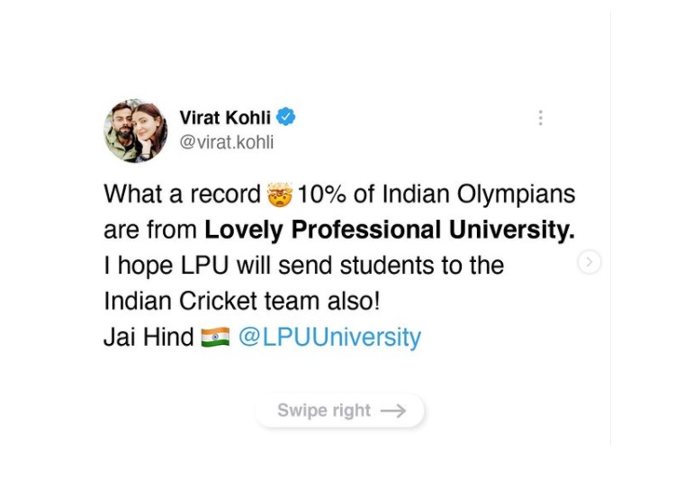 Blog: Virat Kohli bats for Lovely Professional University — are Twitterati over-reacting? | In-Depth - Vimarsana News