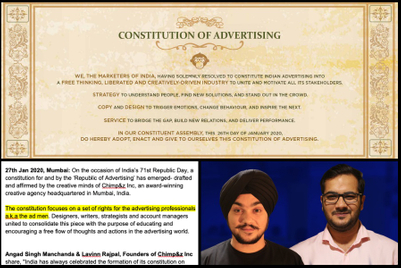 'Constitution of advertising' applies only to 'ad men', apparently