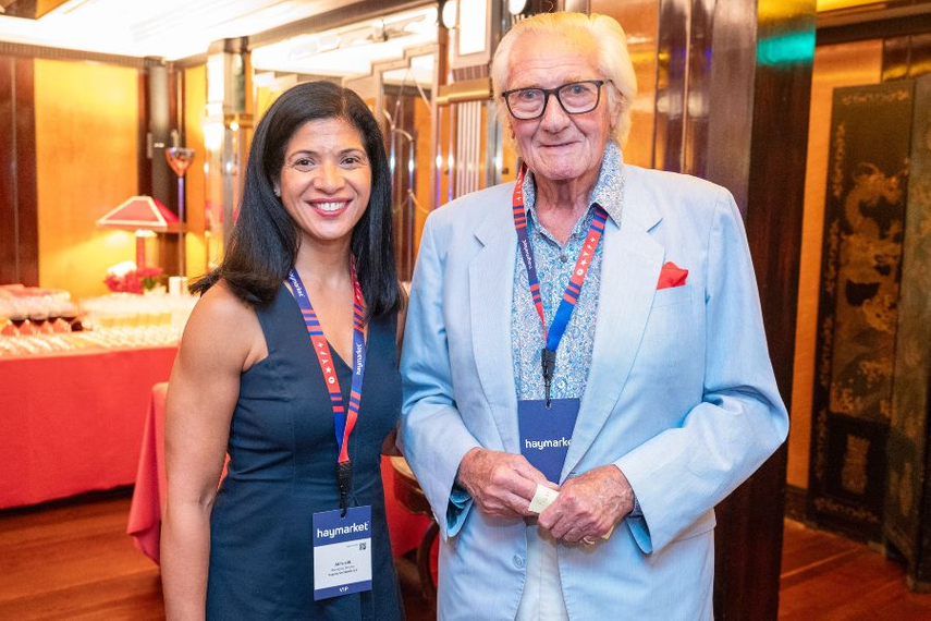 Haymarket Media Asia’s managing director Atifa Hargrave-Silk with Lord Michael Heseltine at the 25th anniversary celebration.