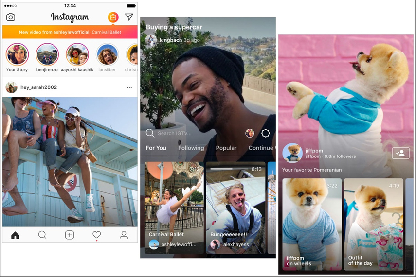 Images from Instagram's announcement of IGTV