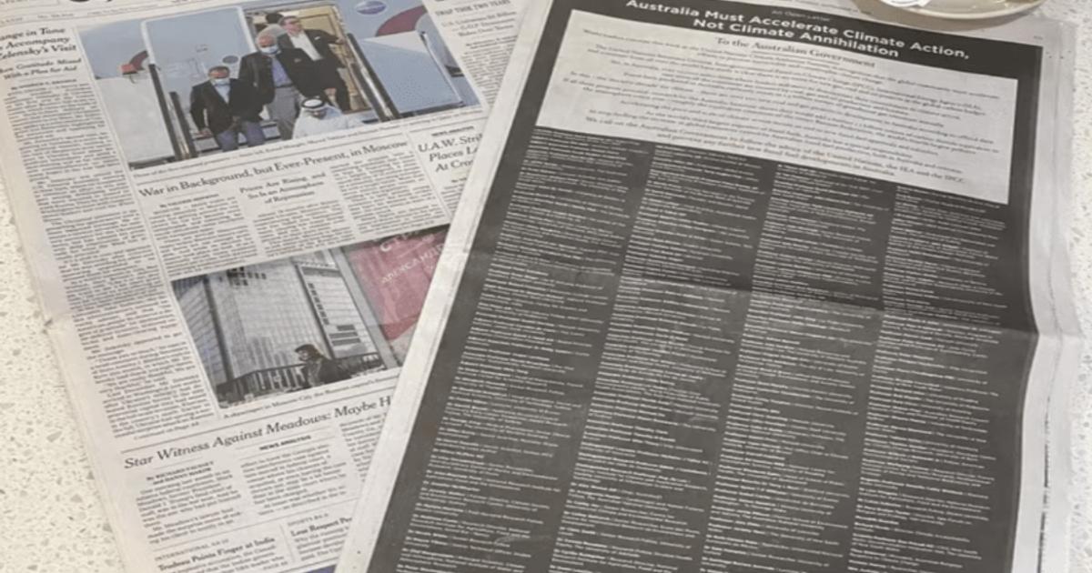 Australia shamed in full-page New York Times ad over climate change inaction | News Australia shamed in full-page New York Times ad over climate change inaction | News