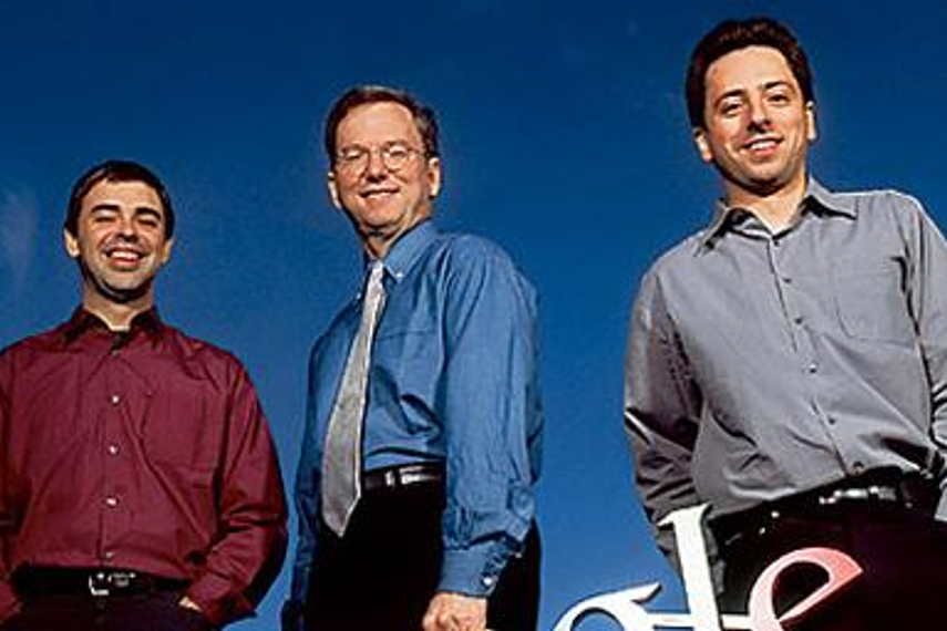 Larry Page (left) will take over Google as CEO in April