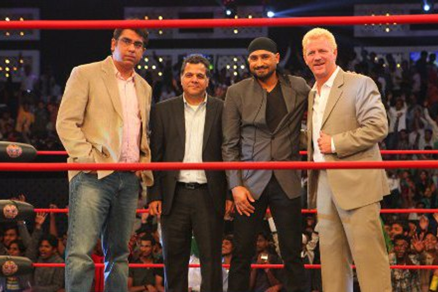 (L to R) Deepak Dhar, Raj Nayak, Harbhajan Singh and Jeff Jarrett