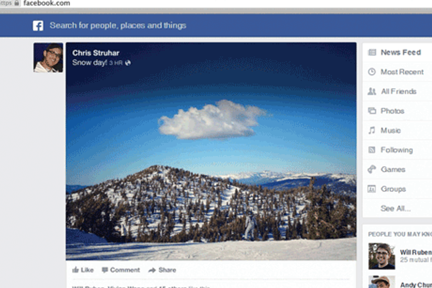 Screengrab of the new Facebook News Feed