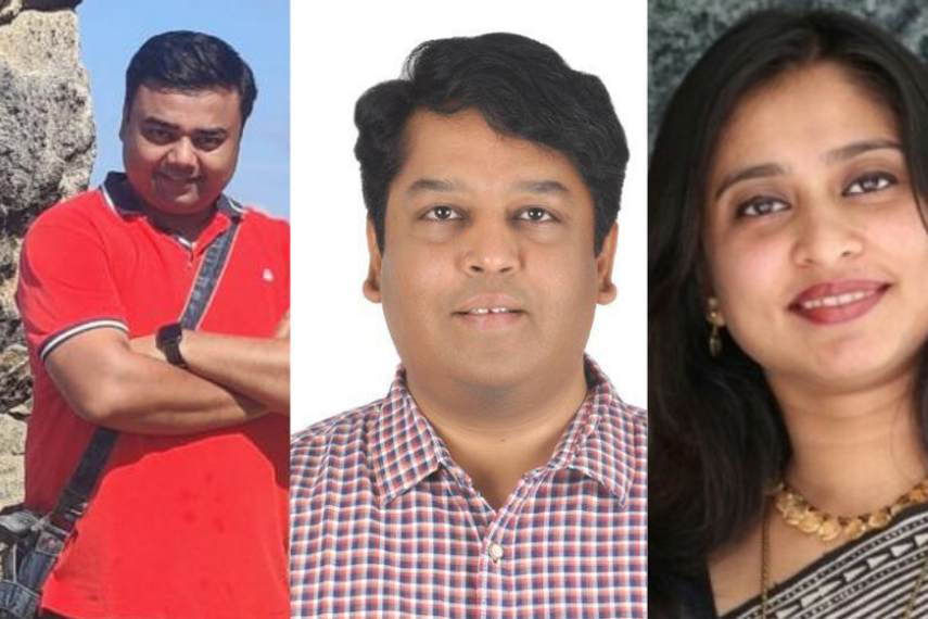 From left: Nishith Varshneya, Abhinav Anand and Shiza Ansari Khan