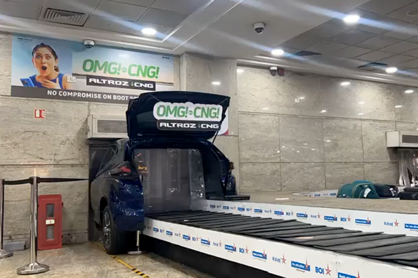 Tata showcases Altroz iCNG's boot space at Mumbai airport