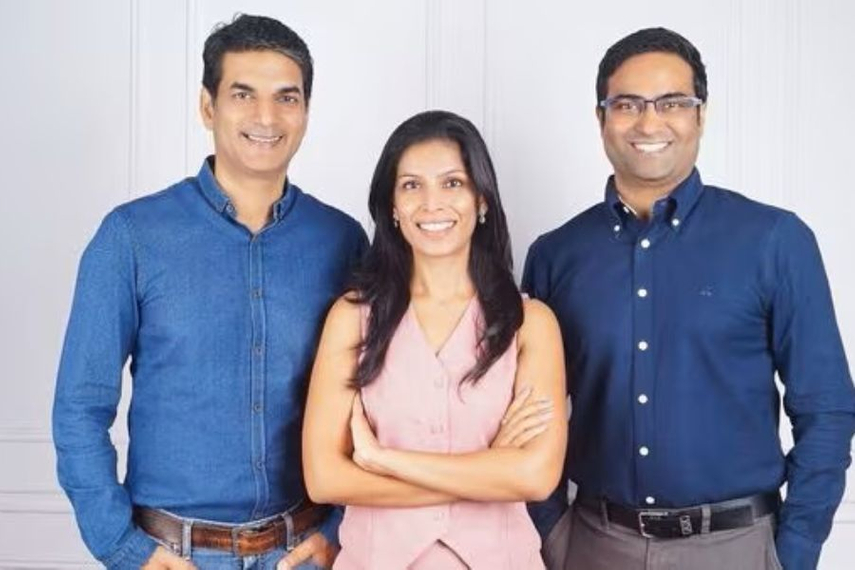 Manav Dhanda and Nimisha Dhanda with Shailendra Singh, co-founders of D’Moksha.