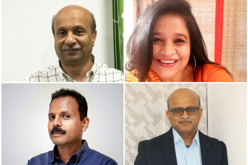Clockwise from top left: Joe Thaliath, Swati Bhattacharya, Nitin Karkare and Robby Mathew