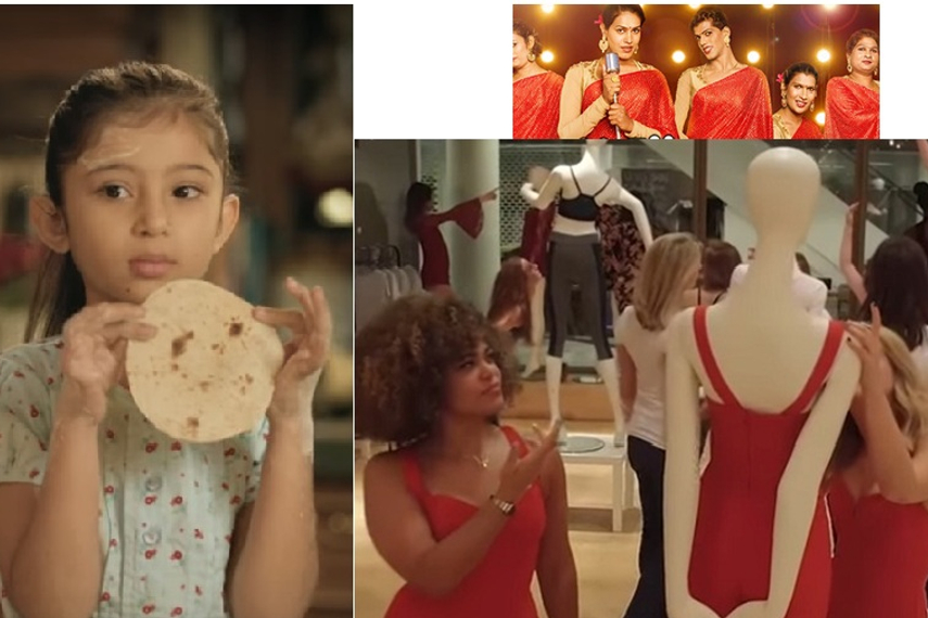 Clockwise from top right (Red Label's six pack band, Dove's global mannequin challenge and Kwality Walls ice-cream girl)