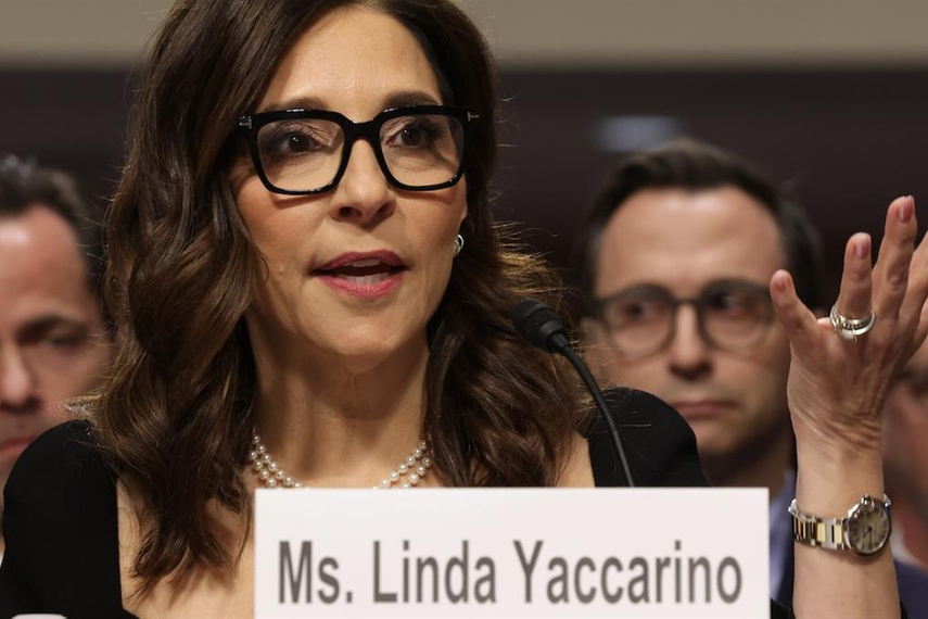 Yaccarino testified before the Senate Judiciary Committee in 2024 on the dangers of child sexual exploitation on social media. (Photo credit: Alex Wong / Getty Images)