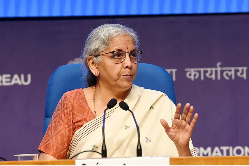 Wooing the middle class? The Finance Minister Nirmala Sitharaman addressing the media. | Image credit: Government of India