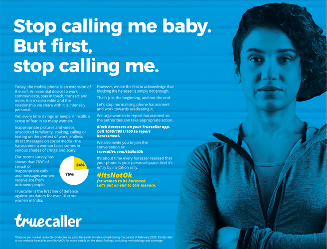 Truecaller's print and outdoor campaign takes on harassment against women