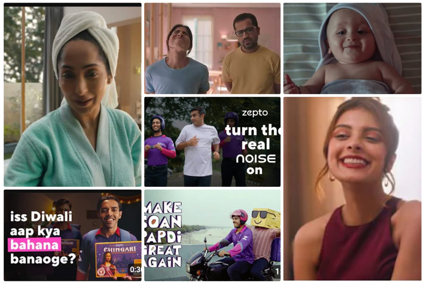 A collage of ads by Zepto.