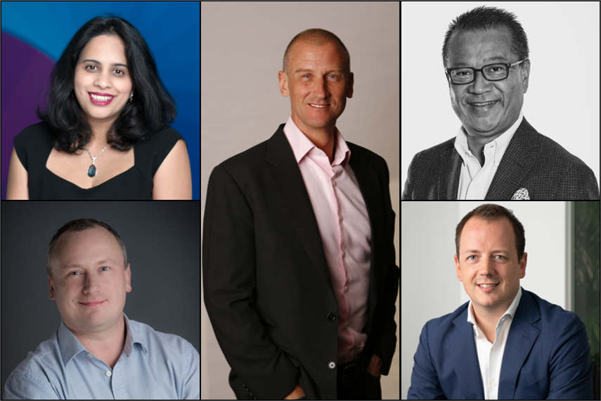 Clockwise from top left: Amrita Randhawa, Mike Amour, Takaki Hibino, Tony Harradine and Leigh Terry