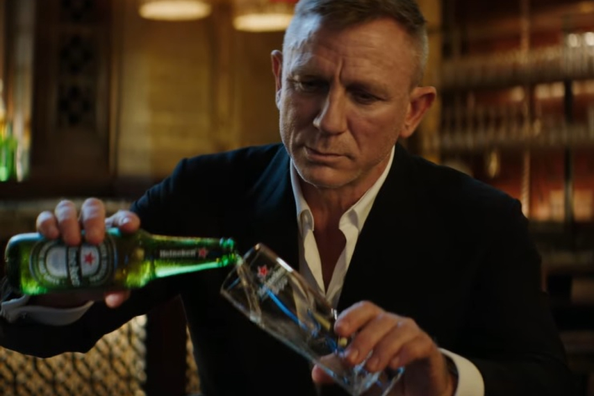 Actor teases James Bond fans with a Heineken ad that compares waiting for No Time to Die to finally sipping a quenching cold beer