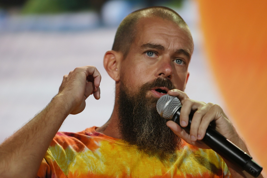 Jack Dorsey speaking at a recent cryptocurrency conference (Joe Raedle/Getty Images)