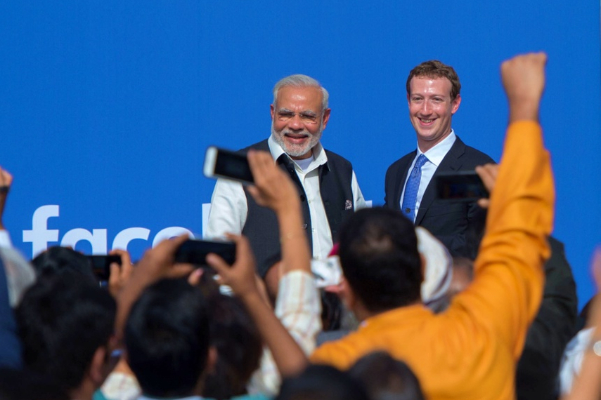 India's PM Narendra Modi (left) with Facebook CEO Mark Zuckerberg