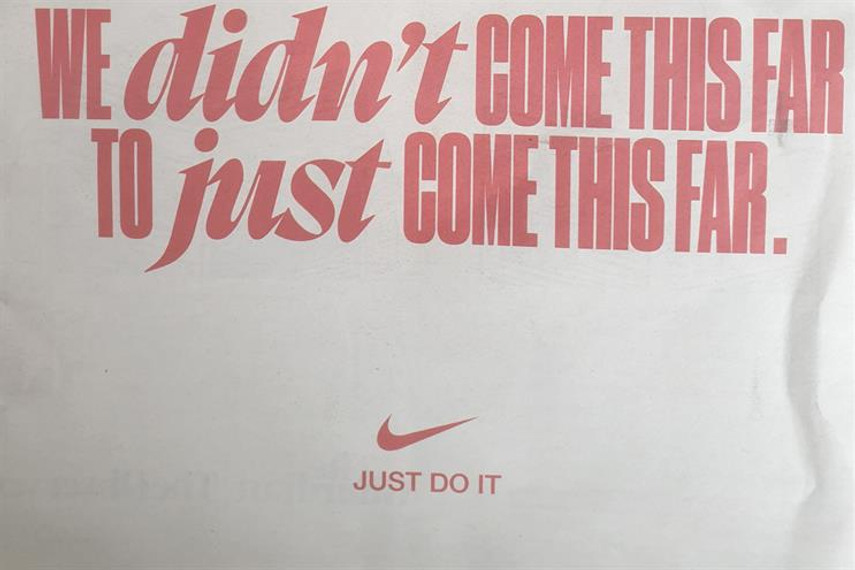 Nike: poignant ad ran in national newspapers
