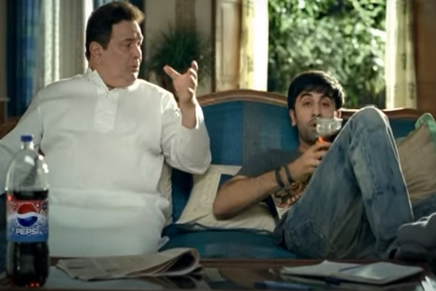 Rishi with his son Ranbir in a Pepsi commercial