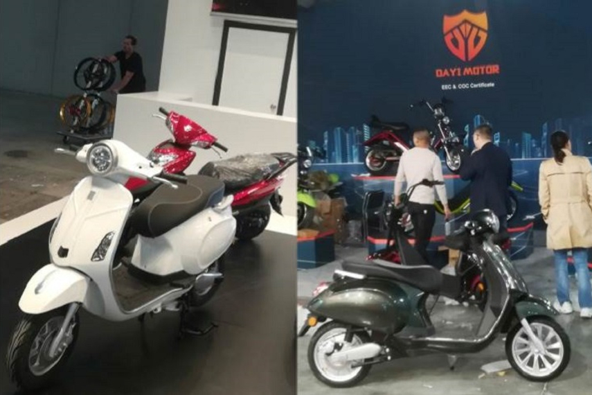 Following a complaint lodged by Piaggio at the ECIAM show, the Chinese product was removed by the authorities of the Fiera exhibition centre.