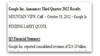 Earnings fiasco: “Insert Larry Paige Quote Here” Earnings fiasco: “Insert Larry Paige Quote Here”