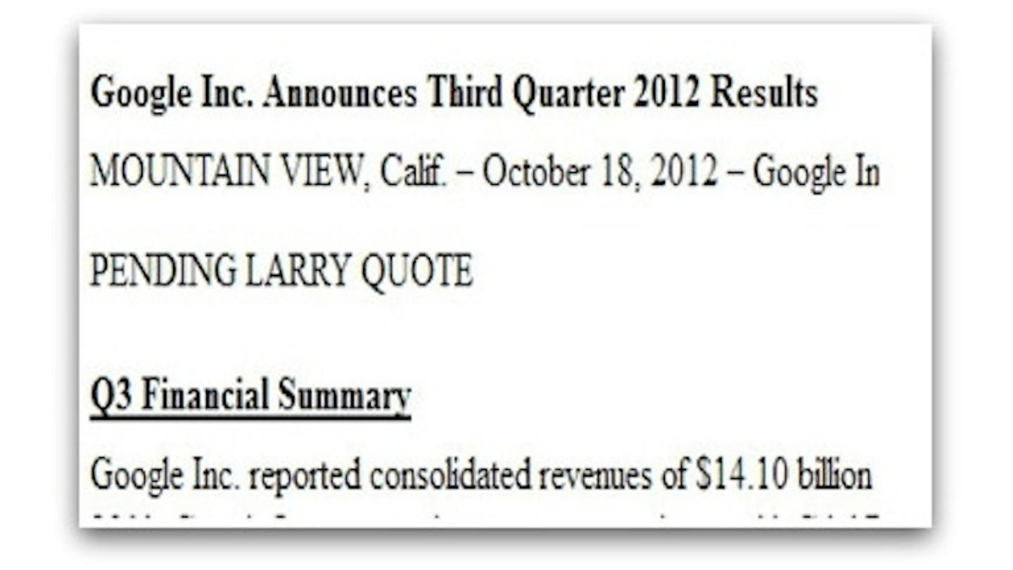 Earnings fiasco: “Insert Larry Paige Quote Here” Earnings fiasco: “Insert Larry Paige Quote Here”